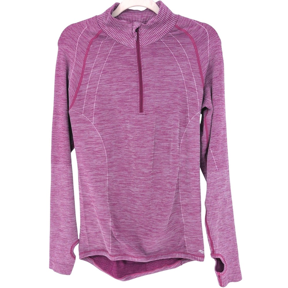 Saucony 1/4 Zip Pullover Women M Purple Space Dye Running Top Outdoor Activewear